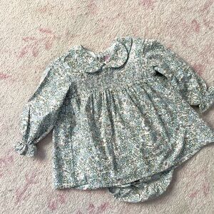 La Coqueta Green Floral Baby Girl Smocked Set 2Y